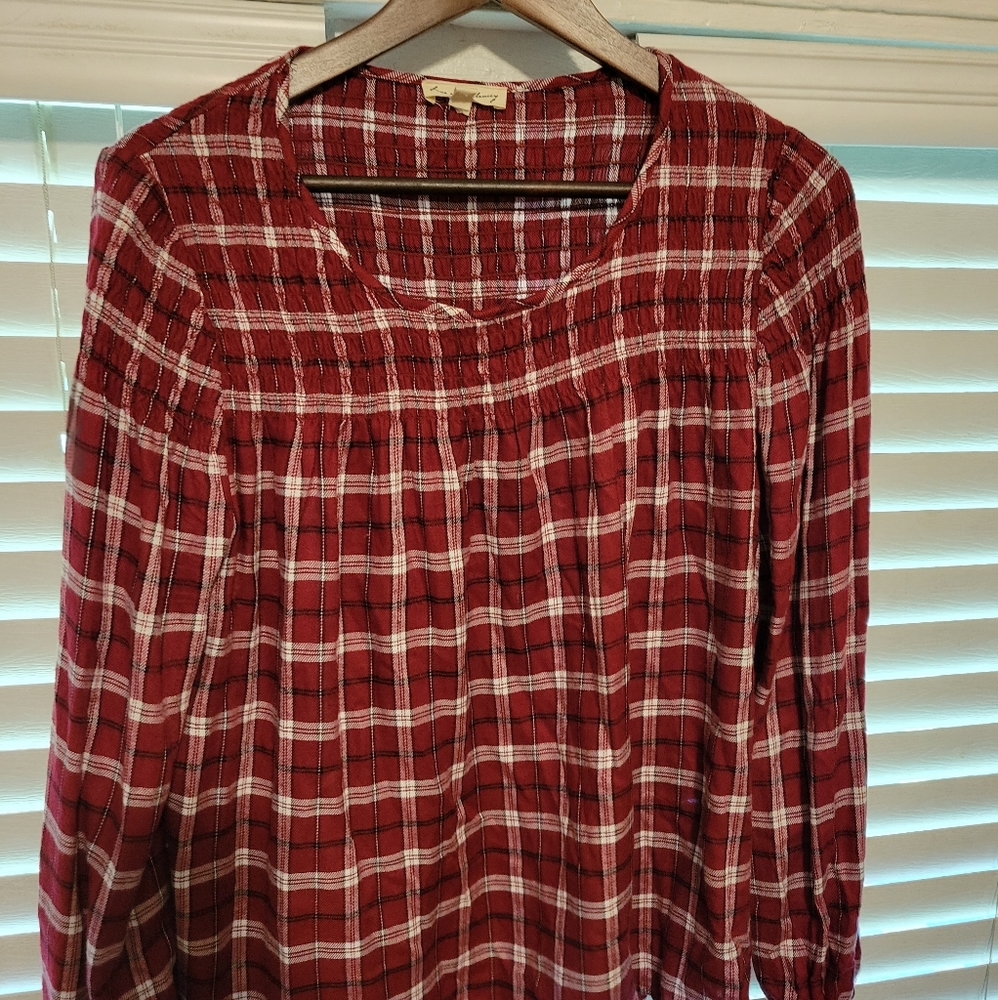 Women's fall long sleeve plaid blouse